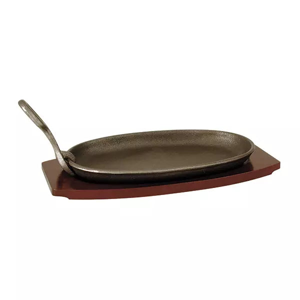 Cast Iron Sizzle Plate and Wood Base 29x18cm 41031