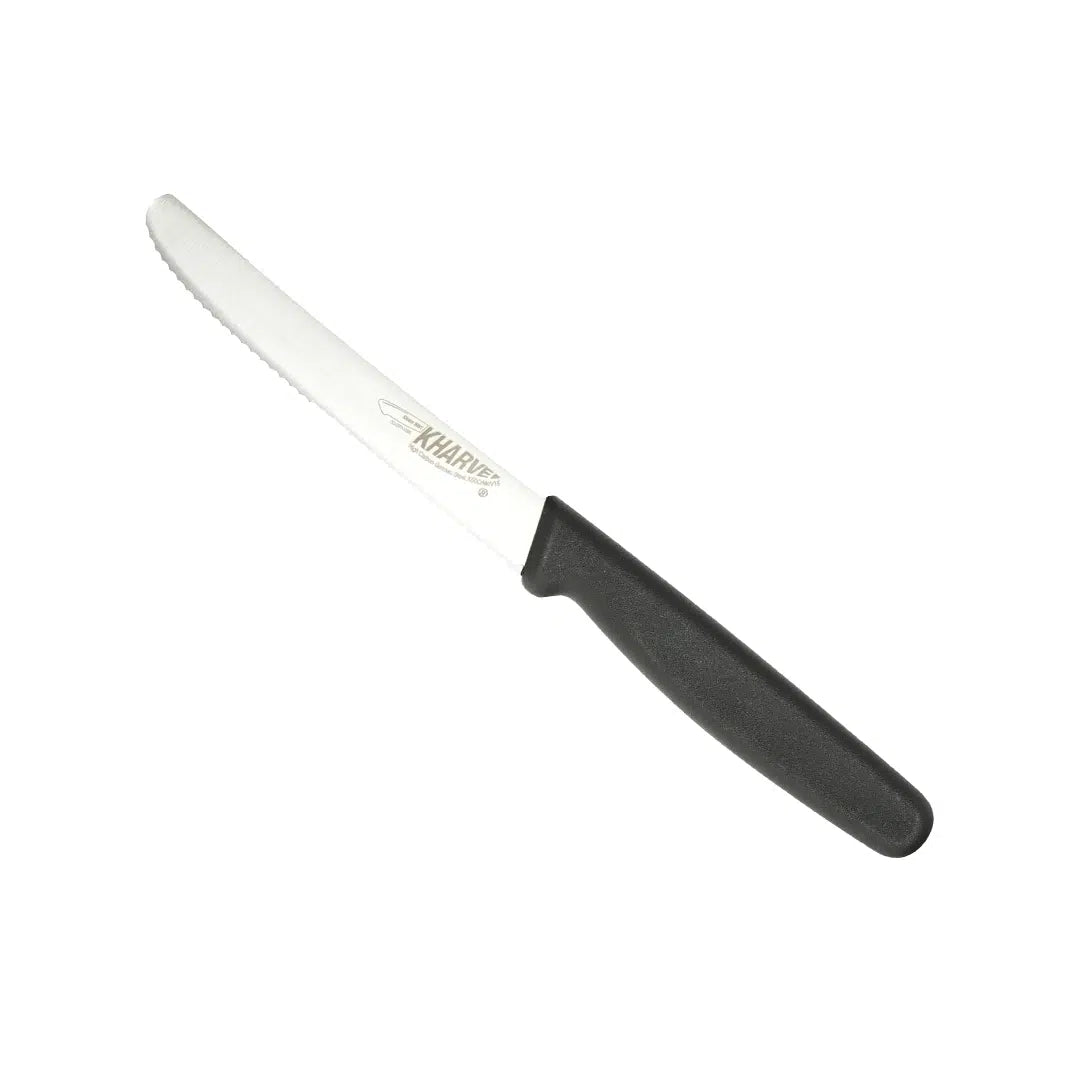 Kh Kharve Utility Knife Serrated 10Cm Black Handle 48121