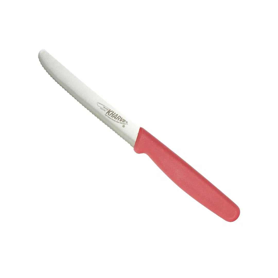 Kh Kharve Utiltiy Knife Serrated 10Cm Red Handle 48124