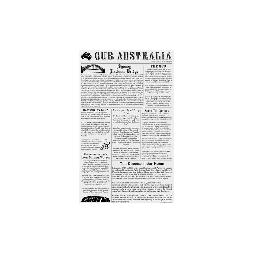 Our Aust Newsprint Greaseproof Paper 190x310 (200) 74202