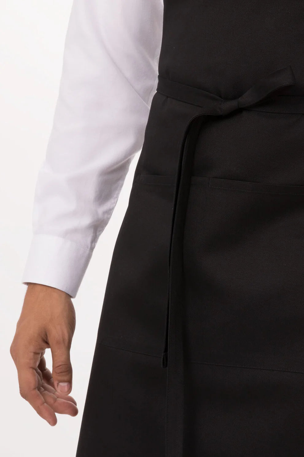 Black Bib Apron with Pocket - Adjustable Strap - F8-BLK