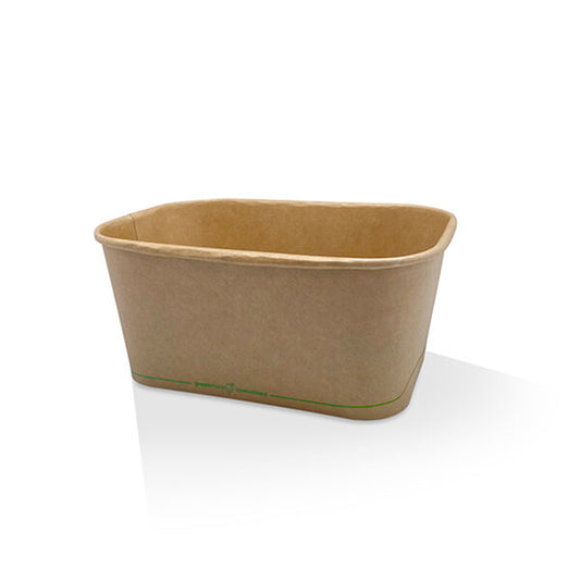 1000ml Pla Coated Kraft Rectangle Container KRC1000 (50) x 6 Carton