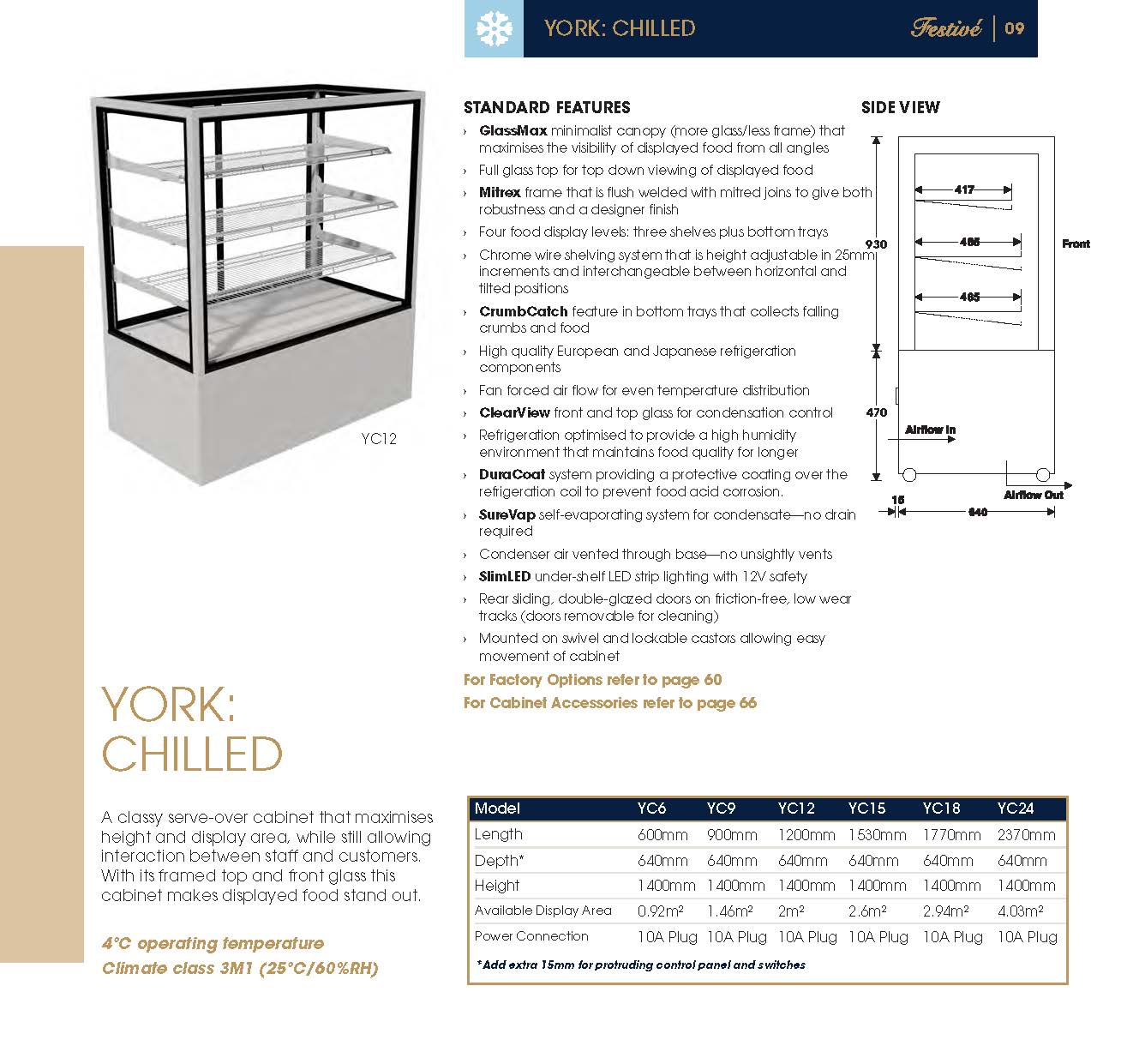 Festive YC9 York Chilled 900mm Open Cabinet