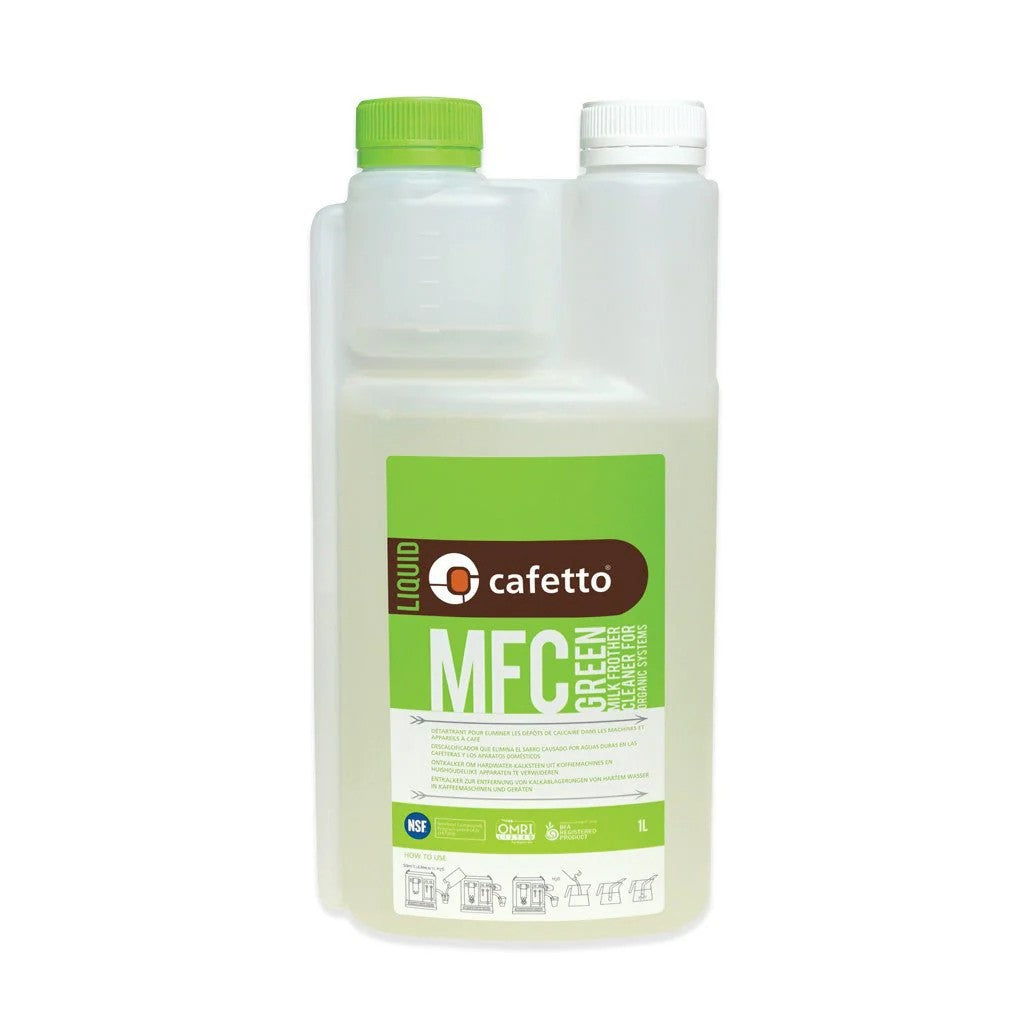 Cafetto 1 Litre Green Milk Frother Cleaner (Organic liquid cleaner) CAF-MFCG1