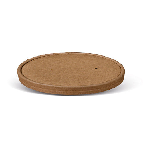 Brown Paper lids 150mm PLA coated to suit BSB16,25,32 bowl (hot food suitable) 300pc/ctn 25 x 12sl PAL150