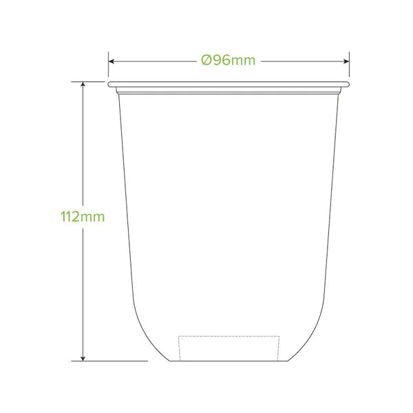 Biopak 500ml CLEAR TUMBLER GREEN STRIPE 50 x 20sl Q-500
