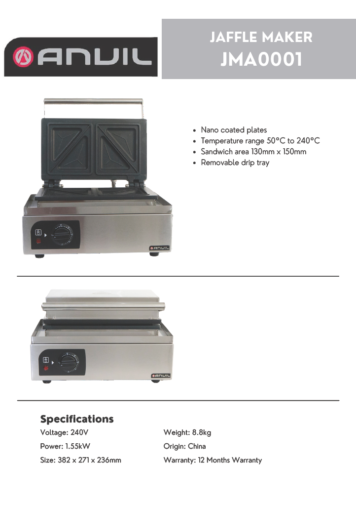 Jaffle Maker Ice JMA0001 Jaffle Maker 382Mmw X 271D X 236H 10Amp – Caterworx
