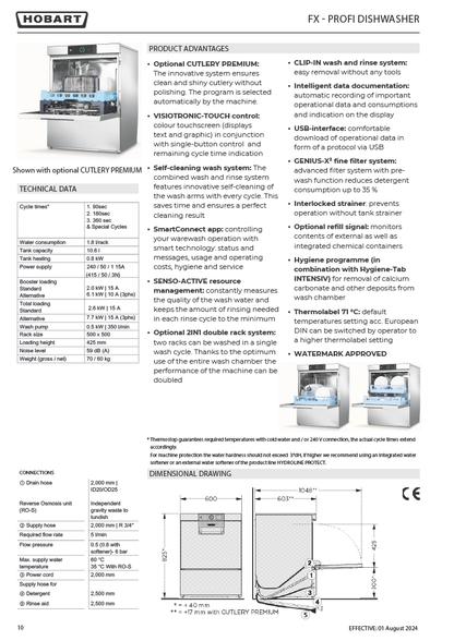 Hobart Profi Undercounter Dishwasher FX-90B
