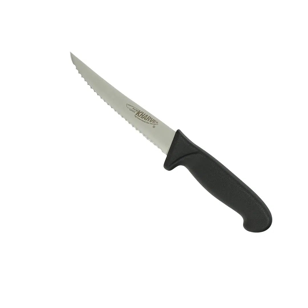 Kh Kharve Utility Knife Serrated 13Cm Black Handle 48211