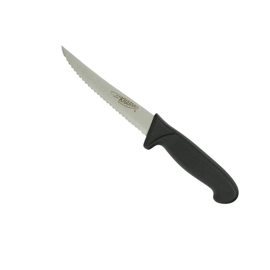 Kh Kharve Utility Knife Serrated 13Cm Black Handle 48211