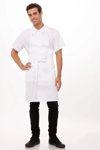 White Bib Apron No Pocket - APKDC