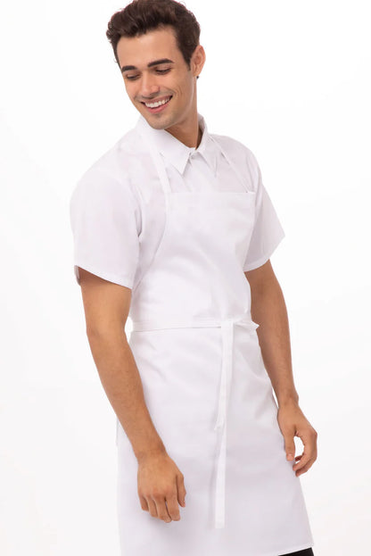 White Bib Apron No Pocket - APKDC