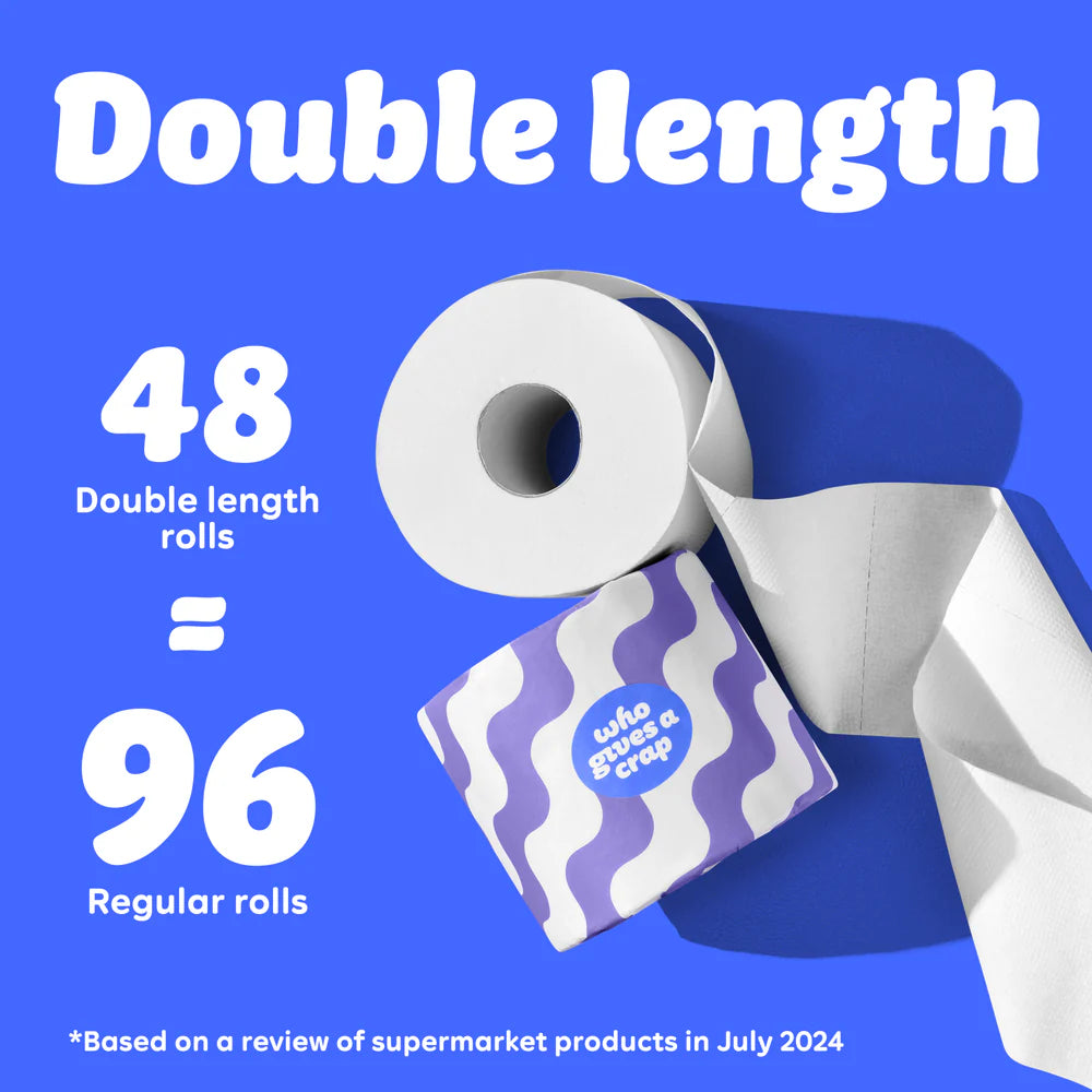 Who Gives A Crap 100% Recycled Toilet Paper Double Length (48)