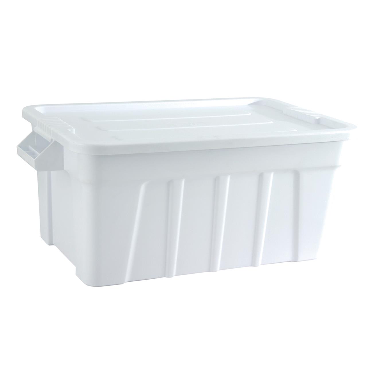 Trust commercial tote box & lid 708 x 434 x 384mm 75lt food grade white (3012) 18164