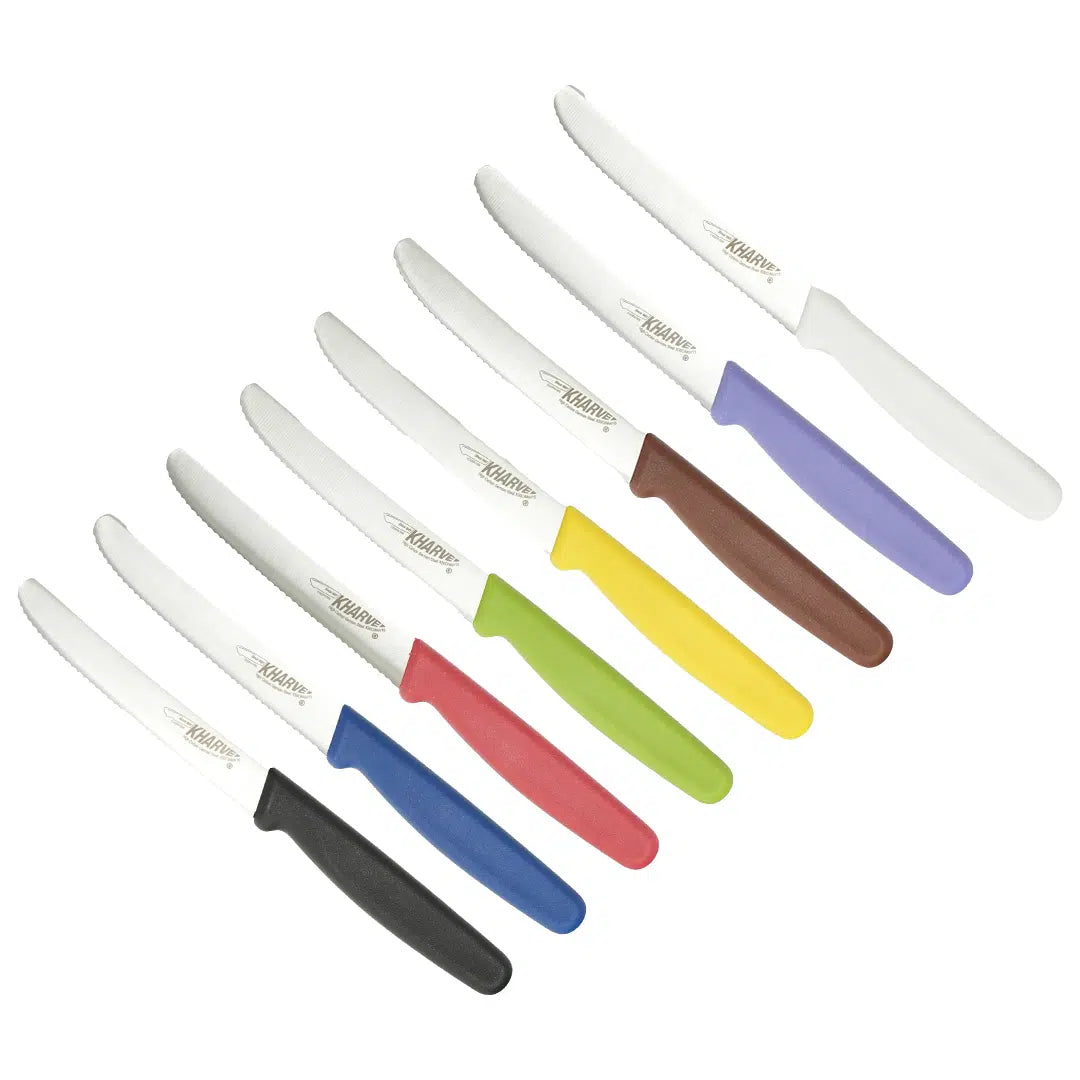 Kh Kharve Utiltiy Knife Serrated 10Cm Blue Handle 48122
